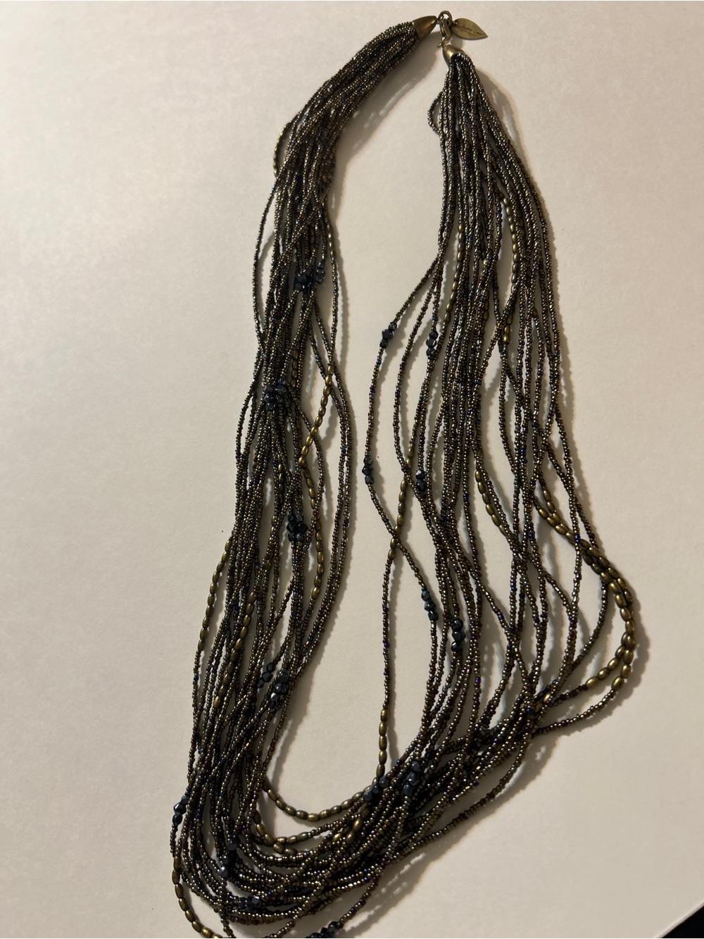 Coldwater Creek Multi Strand Metallic Seed Bead Statement Necklace Bronze Boho
